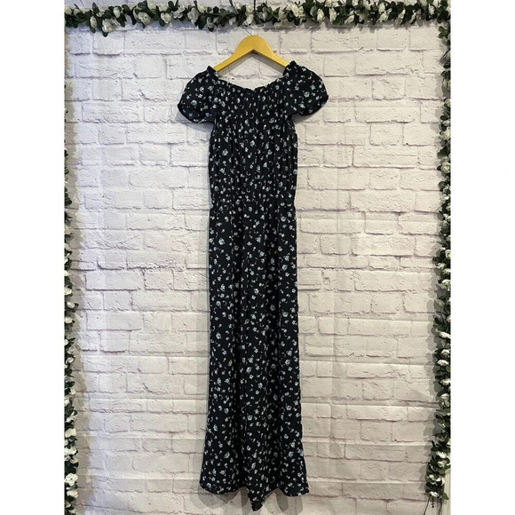 CeCe Women’s Blue Square Neck Scattered Floral Jumpsuit Size 4 - Picture 4 of 13